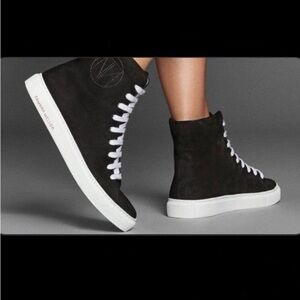 Tamara Mellon Suede Flatform High Top Sneakers 37 black